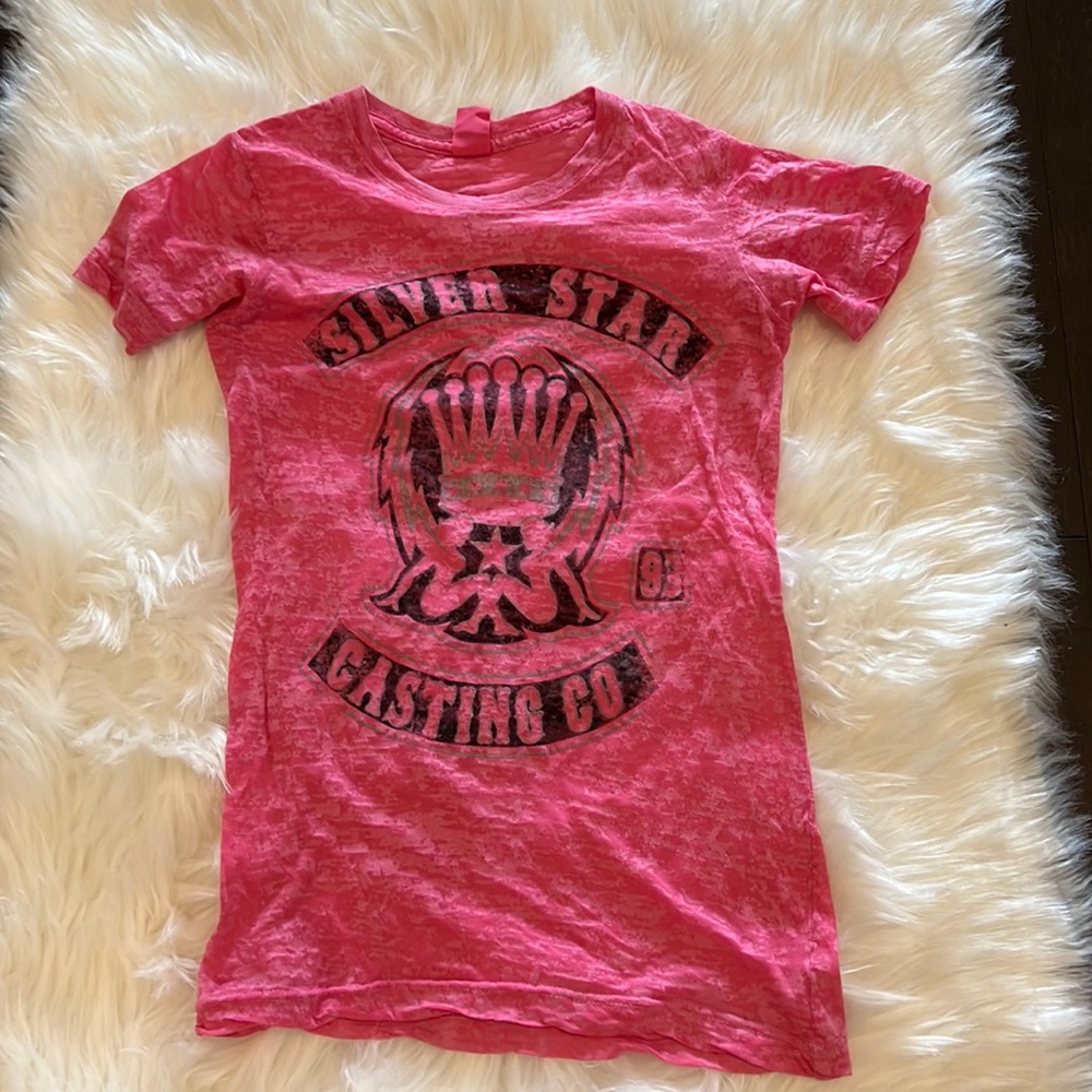 Silver Star Casting Co. Pink burnout style tee size small